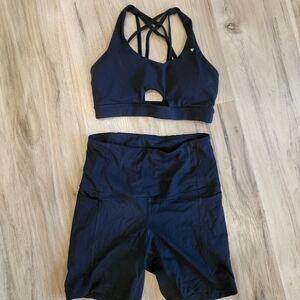 Black Strappy Sports Bra and High-Waist Leggings Set